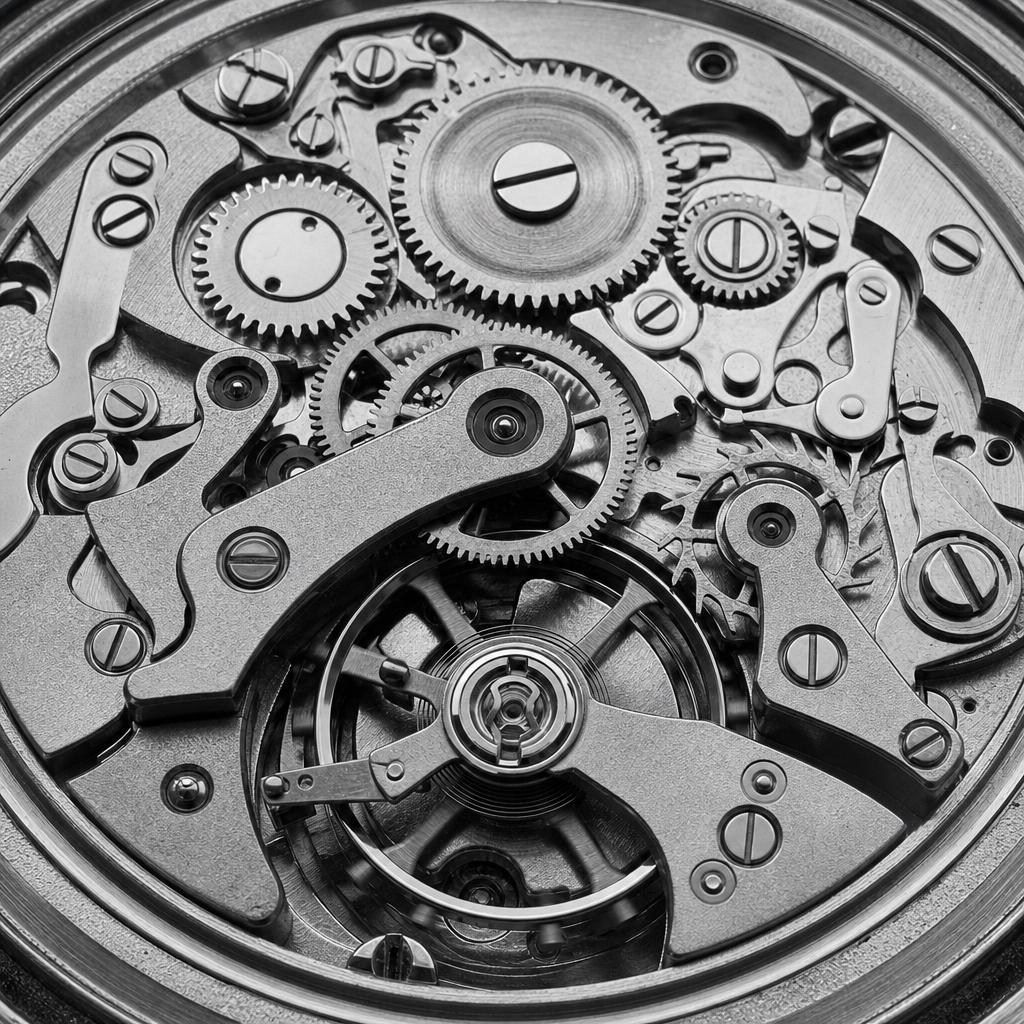 Precision watch mechanics — black and white